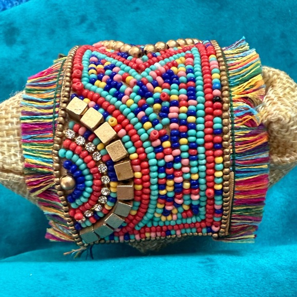 LAST ONE!! NEW Caroline Multicolor Beaded Heart Cuff Bracelet Valentine’s Day - Picture 5 of 5